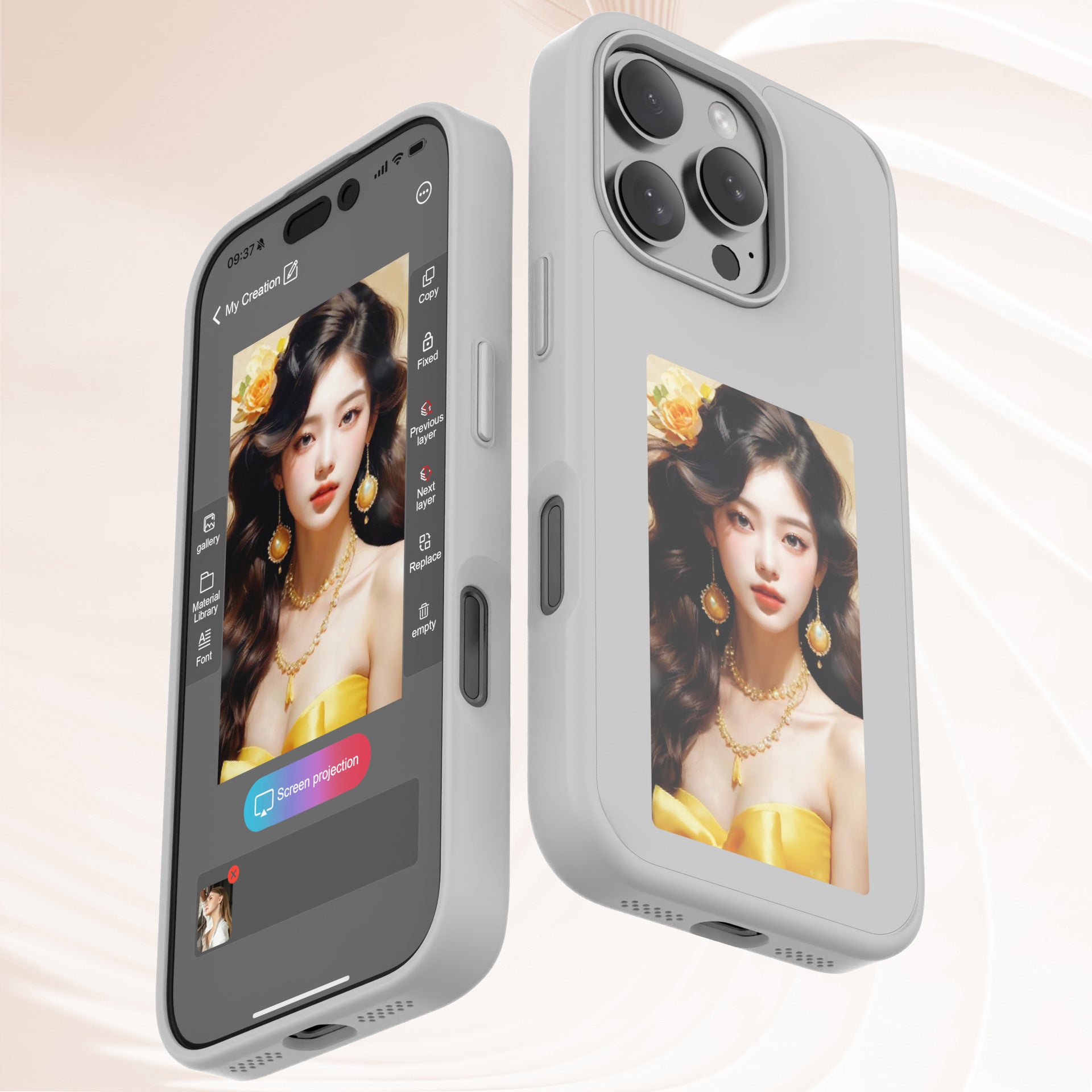 Smart E-ink Screen Phone Case NFC Color Projection Screen