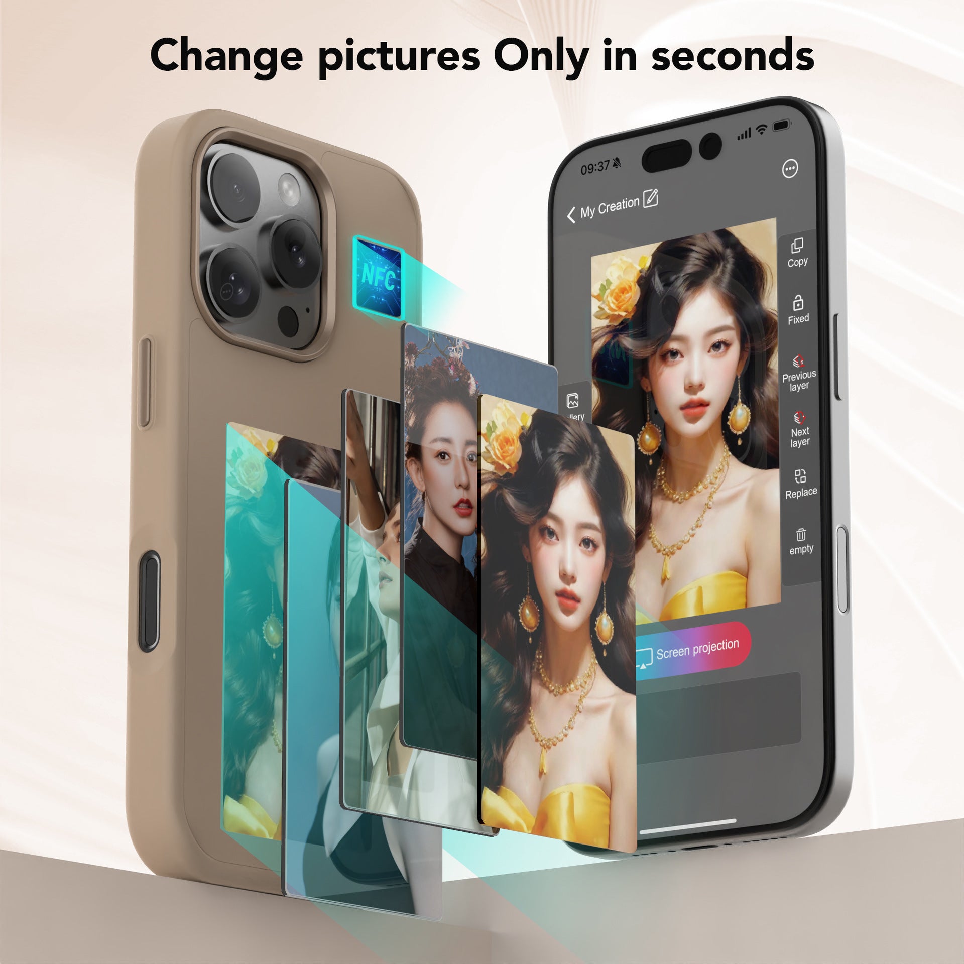 Smart E-ink Screen Phone Case NFC Color Projection Screen