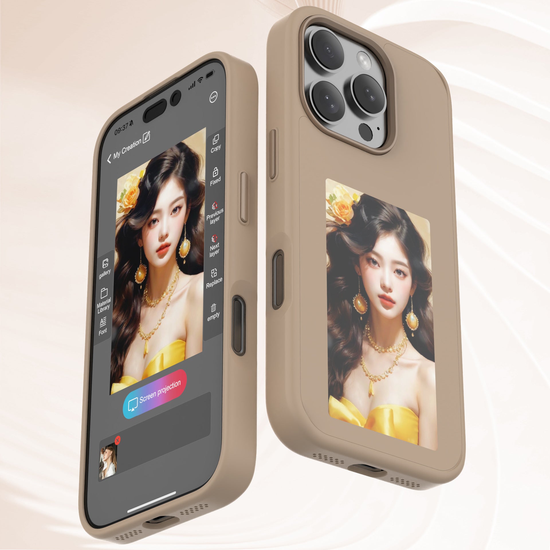 Smart E-ink Screen Phone Case NFC Color Projection Screen