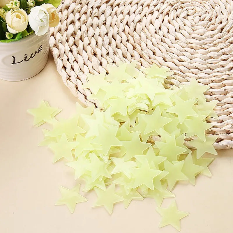 100Pcs Luminous Wall Stickers Glow In The Dark Stars Stickers For Kids Baby Room