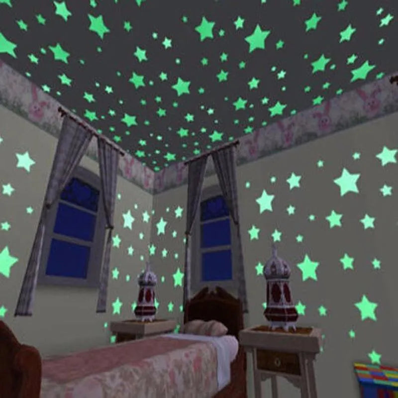 100Pcs Luminous Wall Stickers Glow In The Dark Stars Stickers For Kids Baby Room