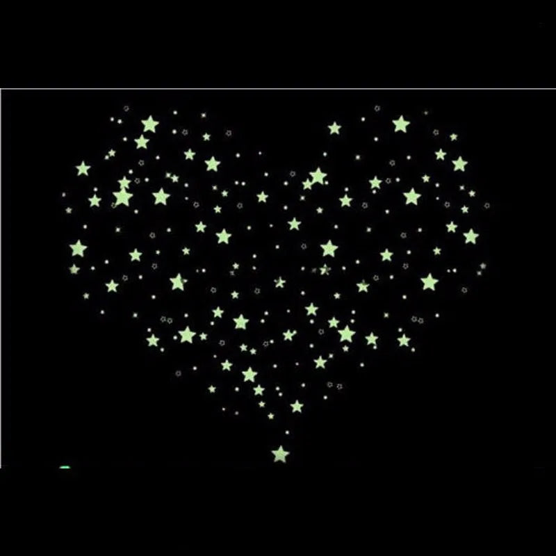 100Pcs Luminous Wall Stickers Glow In The Dark Stars Stickers For Kids Baby Room