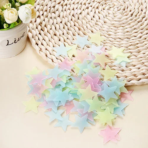 100Pcs Luminous Wall Stickers Glow In The Dark Stars Stickers For Kids Baby Room