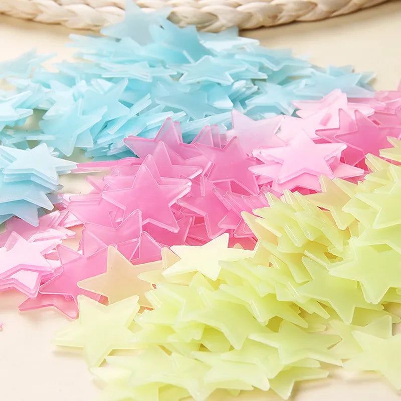 100Pcs Luminous Wall Stickers Glow In The Dark Stars Stickers For Kids Baby Room