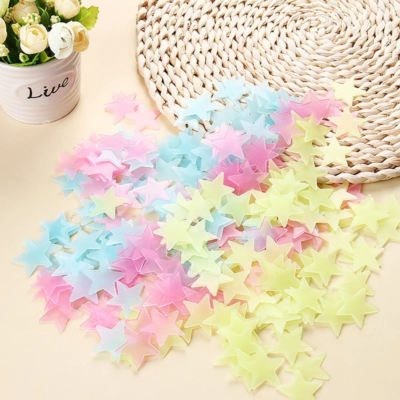 100Pcs Luminous Wall Stickers Glow In The Dark Stars Stickers For Kids Baby Room