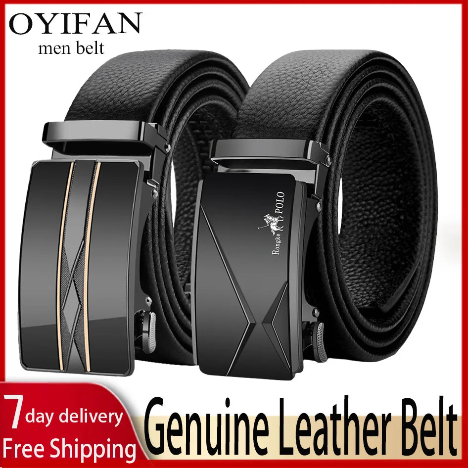 OYIFAN Men Belt Genuine Leather Belt for men Automatic belts