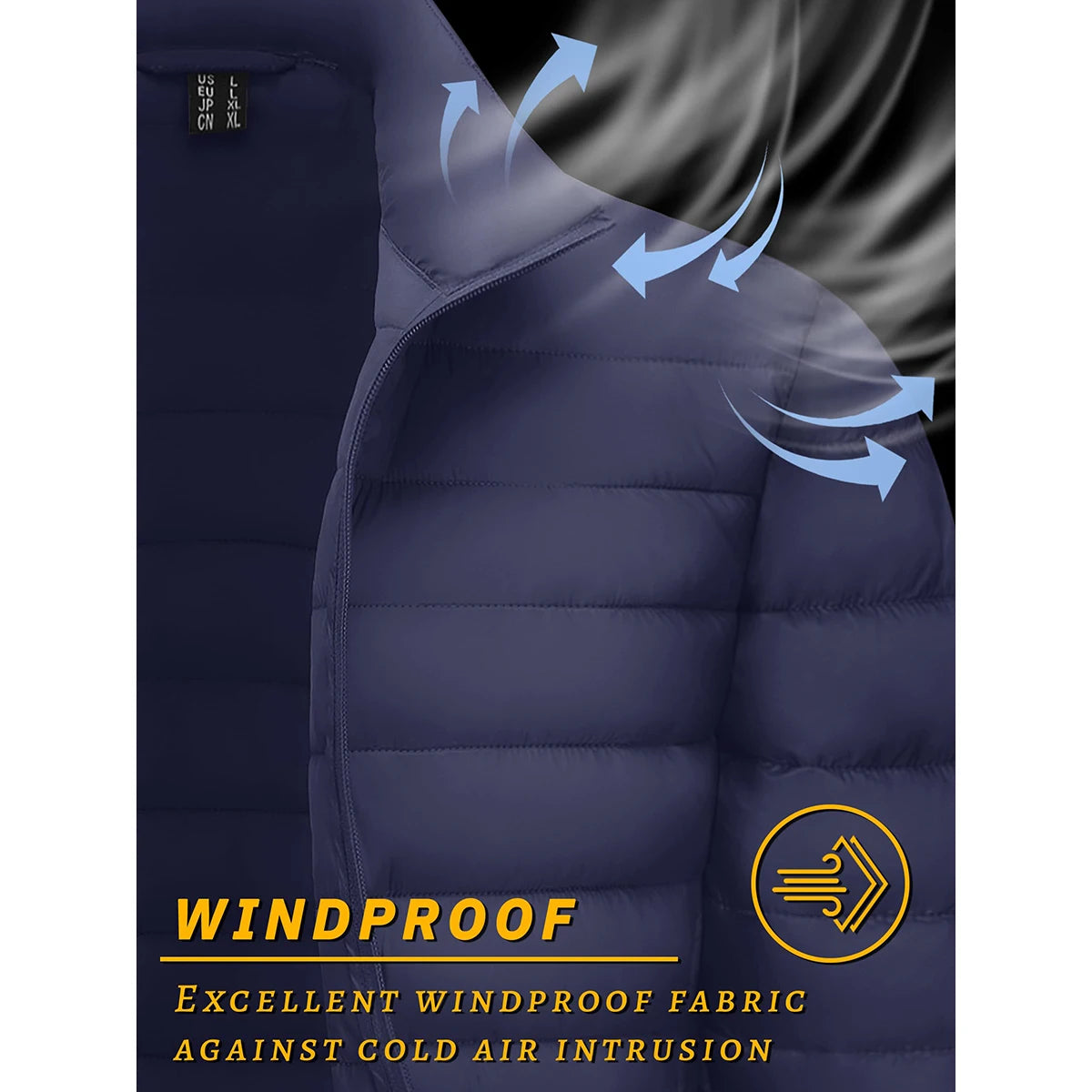 TACVASEN Men's Lightweight Puffer Jacket Stand Collar Full Zip Up Warmth Waterproof Jackets