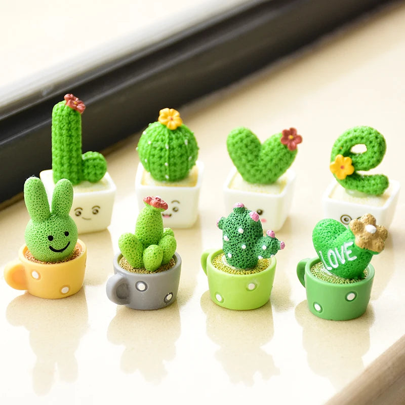 4Pcs/set Resin Succulent Cactus Mini Green Plant Bonsai Small Tree Pot