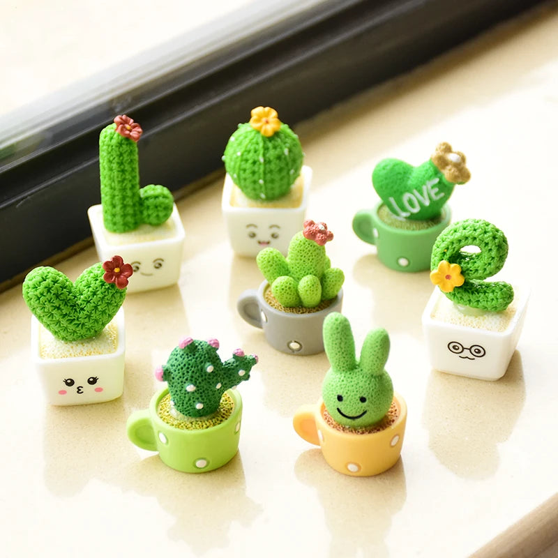 4Pcs/set Resin Succulent Cactus Mini Green Plant Bonsai Small Tree Pot