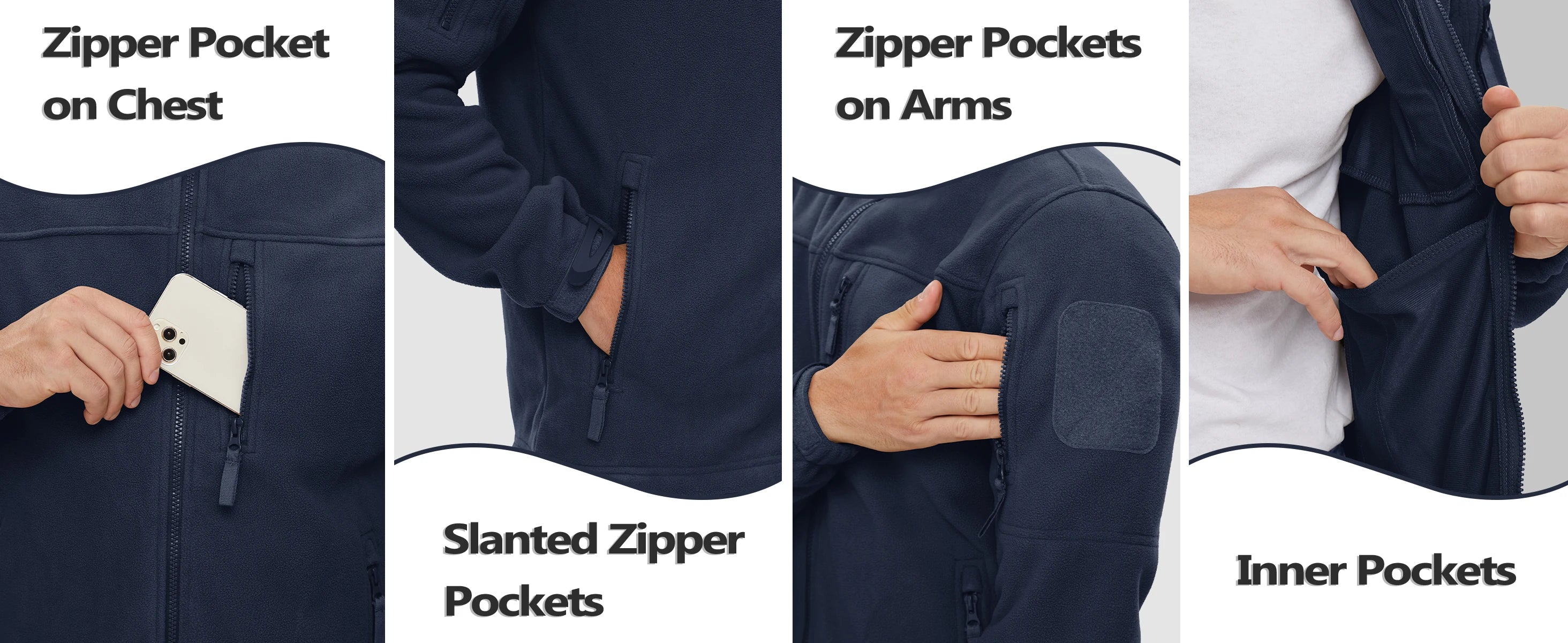 TACVASEN Men's Fleece Jacket Soft Warmth Windproof Full Zip Up Coat