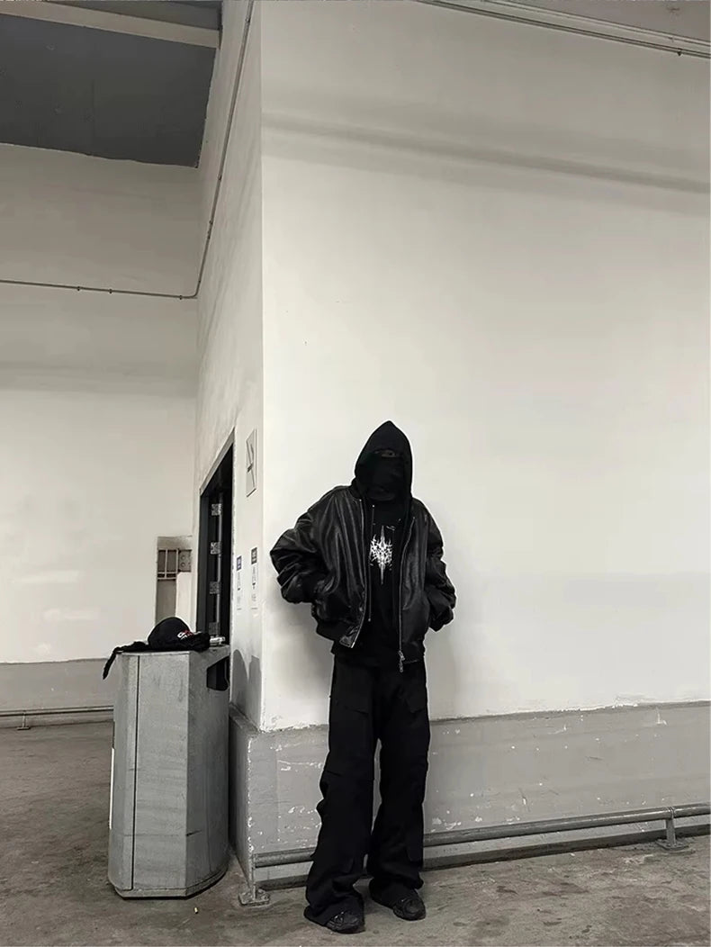 Mauroicardi Autumn Winter Oversized Cool Black Thickened Warm Pu Leather Bomber Jacket