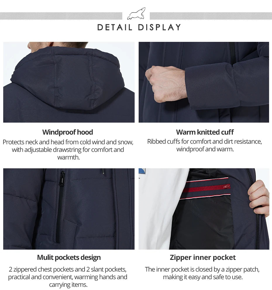 ICEbear winter jackets for men casual cotton coat mid-length Puffer parkas MWD3061D