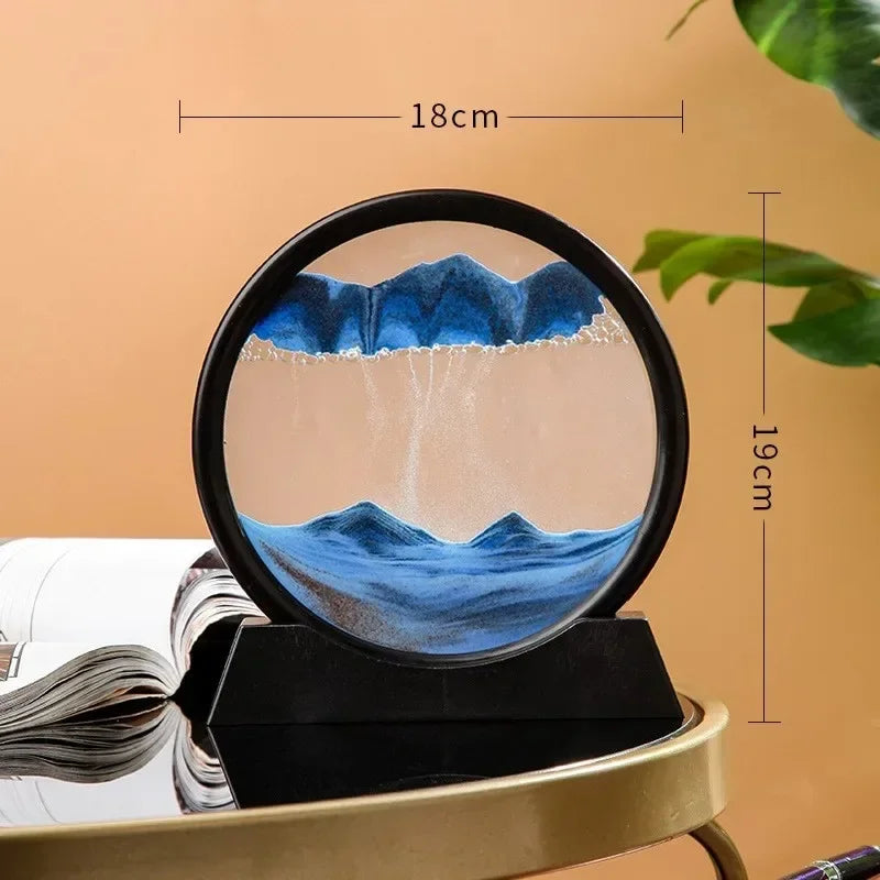 3D Hourglass Quicksand Moving Sand Art Picture Round Glass Deep Sea Sandscape Craft Flowing Painting Office Home Decor