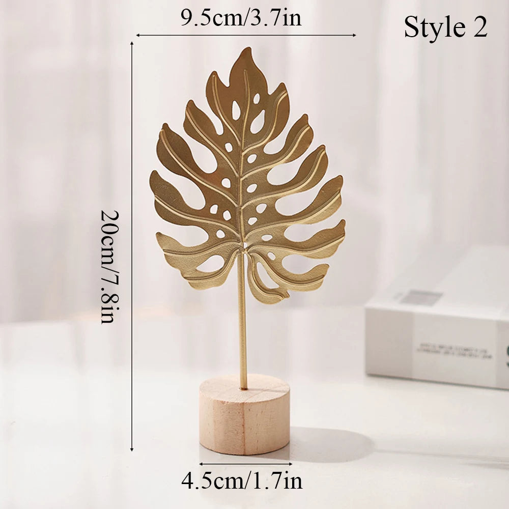 Nordic Gold Ginkgo Leaf Crafts Leaves Sculpture Luxury Living Room Decor