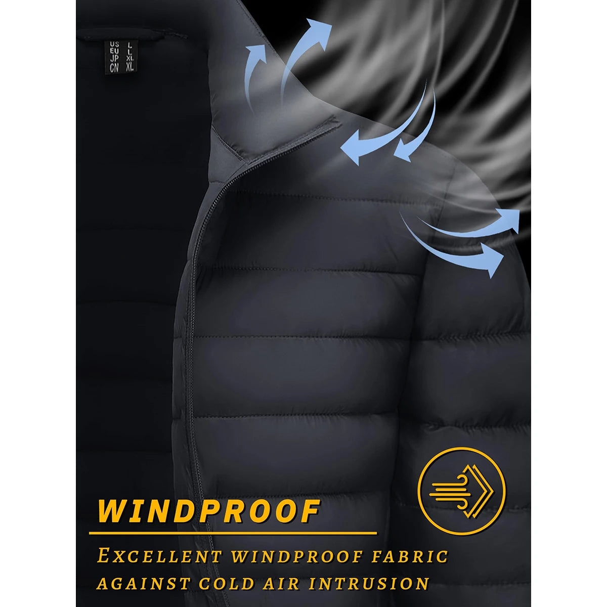 TACVASEN Men's Lightweight Puffer Jacket Stand Collar Full Zip Up Warmth Waterproof Jackets