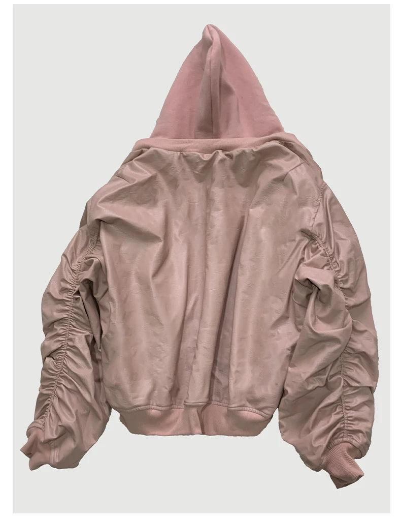 Mauroicardi Autumn Winter Oversized Cool Black Thickened Warm Pu Leather Bomber Jacket