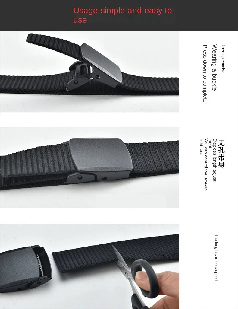 Automatic Buckle Light Comfortable Non-metal  Nylon Belt for Men
