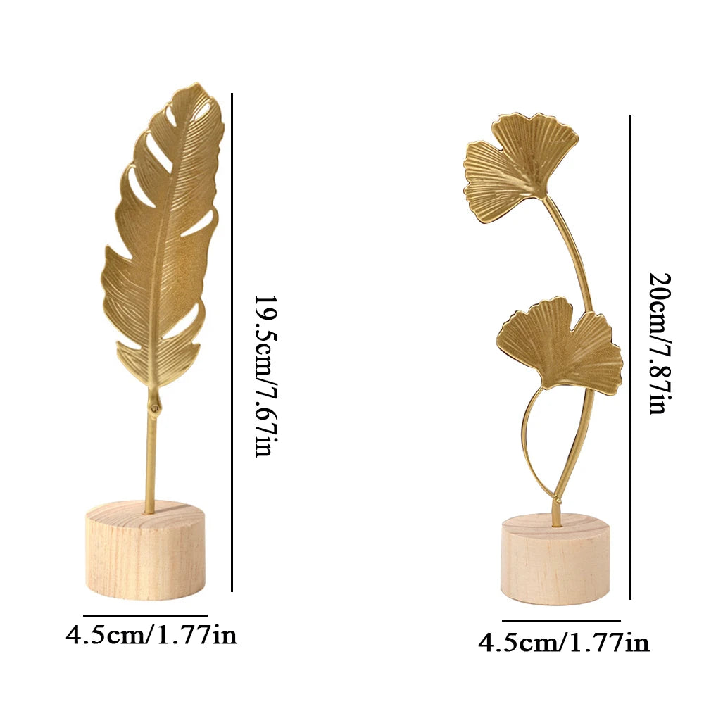 Nordic Gold Ginkgo Leaf Crafts Leaves Sculpture Luxury Living Room Decor