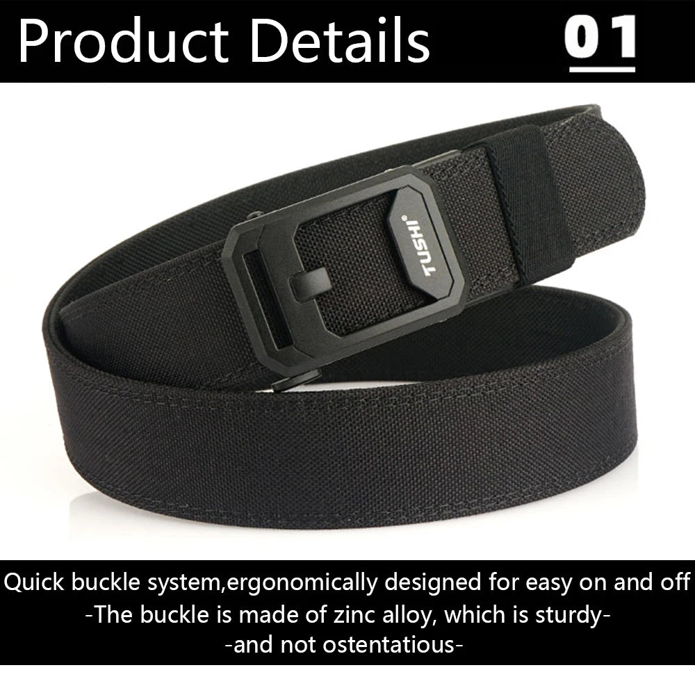 TUSHI New Men's Military Tactical Belt Tight Sturdy Nylon Heavy Duty Hard Belt