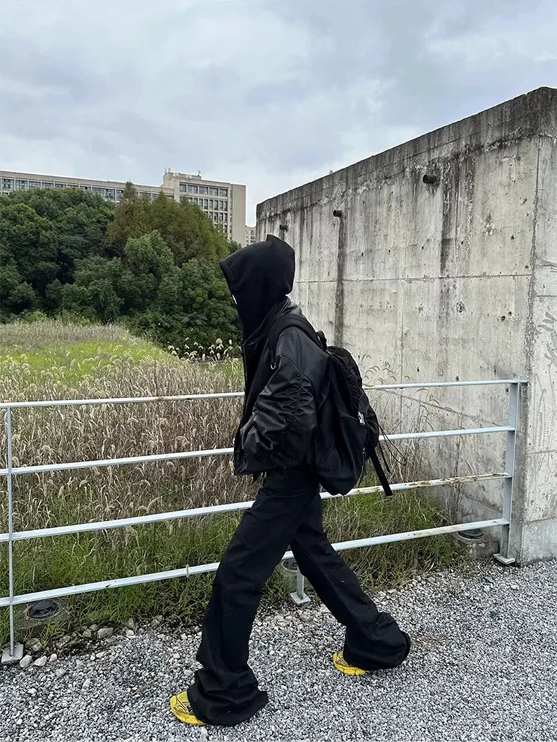 Mauroicardi Autumn Winter Oversized Cool Black Thickened Warm Pu Leather Bomber Jacket