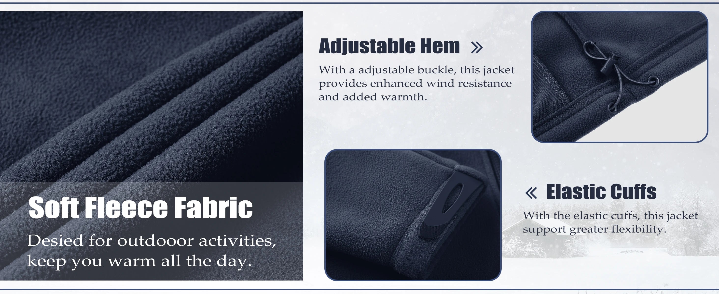 TACVASEN Men's Fleece Jacket Soft Warmth Windproof Full Zip Up Coat