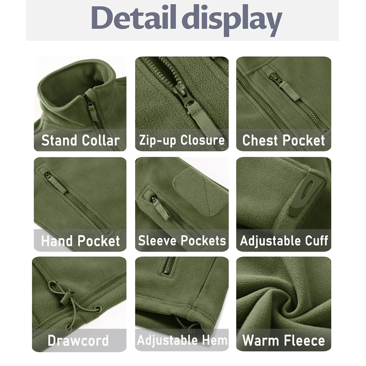 TACVASEN Men's Fleece Jacket Soft Warmth Windproof Full Zip Up Coat