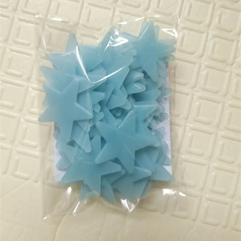 50 pcs Luminous Fluorescent Wall Stickers 3D Stars