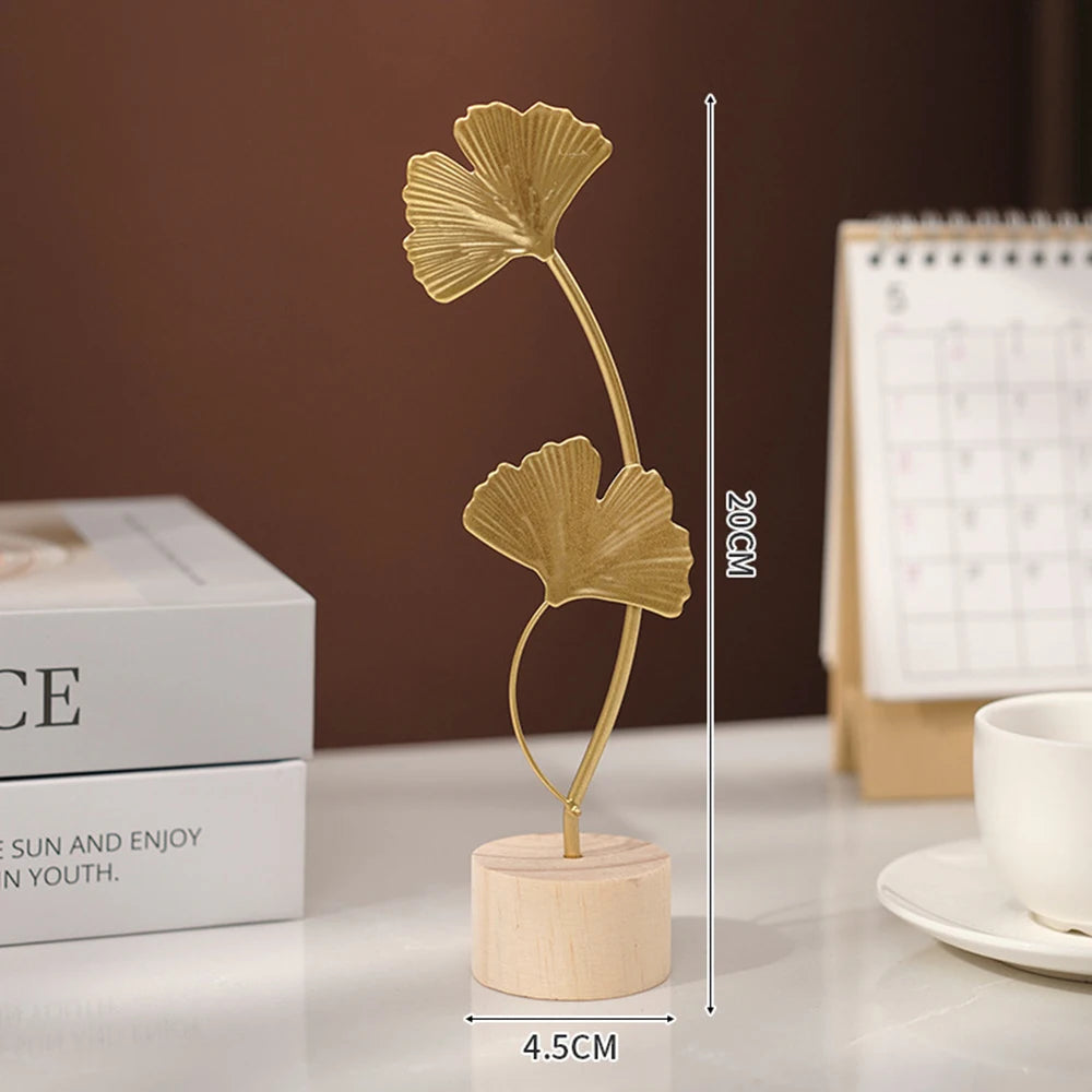 Nordic Gold Ginkgo Leaf Crafts Leaves Sculpture Luxury Living Room Decor