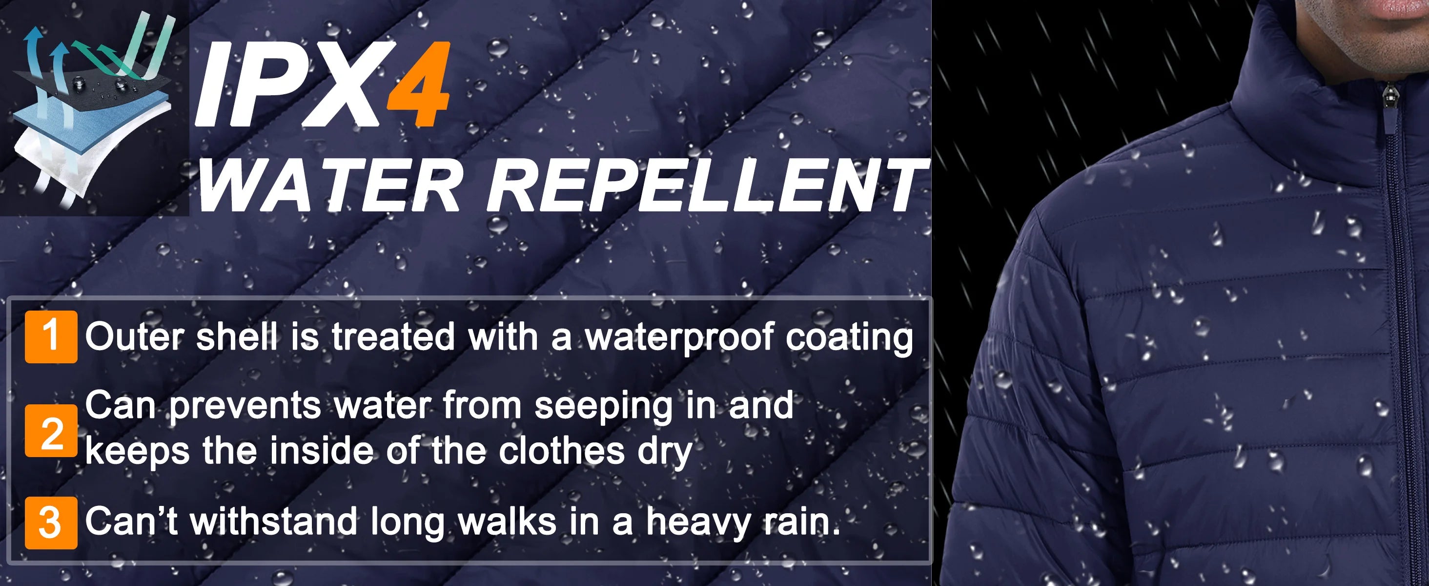 TACVASEN Men's Lightweight Puffer Jacket Stand Collar Full Zip Up Warmth Waterproof Jackets