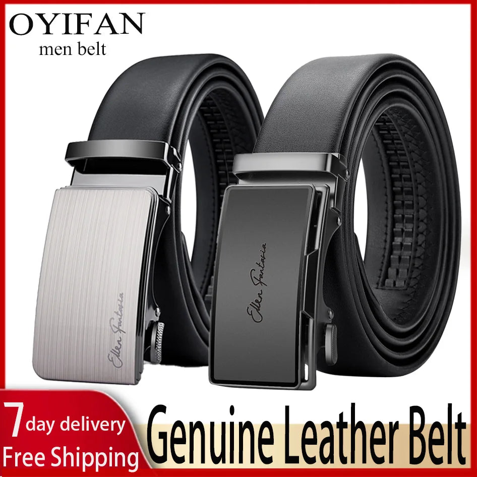 OYIFAN Men Belt Genuine Leather Belt for men Automatic belts