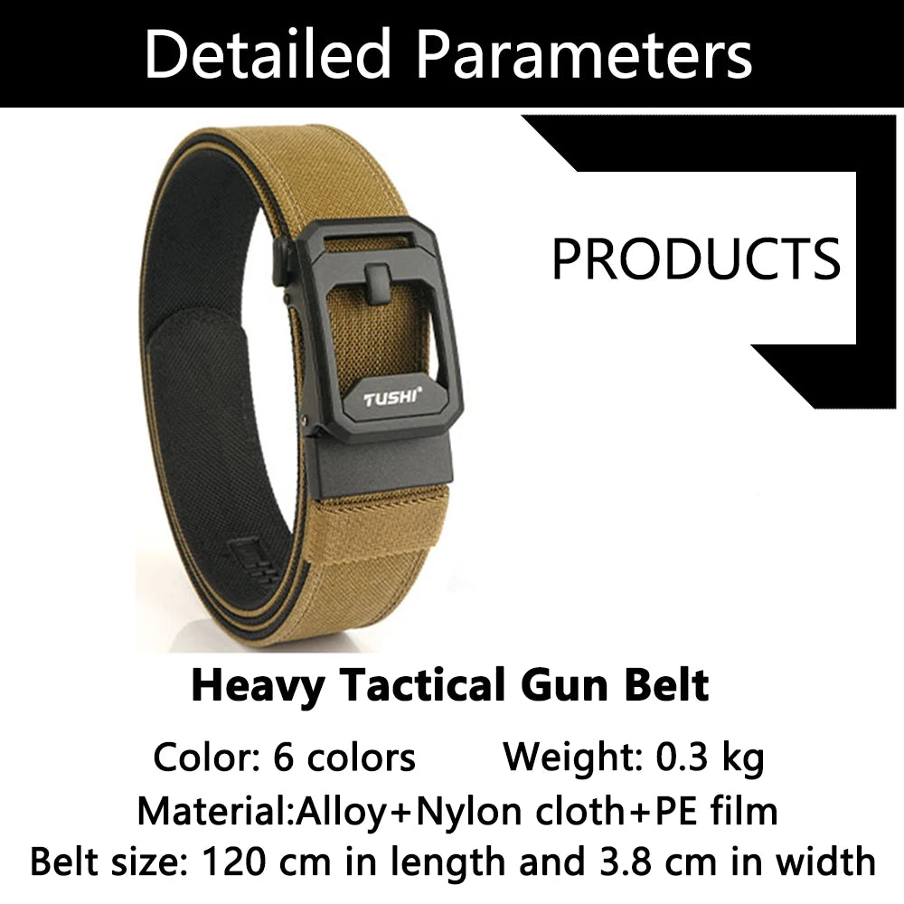 TUSHI New Men's Military Tactical Belt Tight Sturdy Nylon Heavy Duty Hard Belt