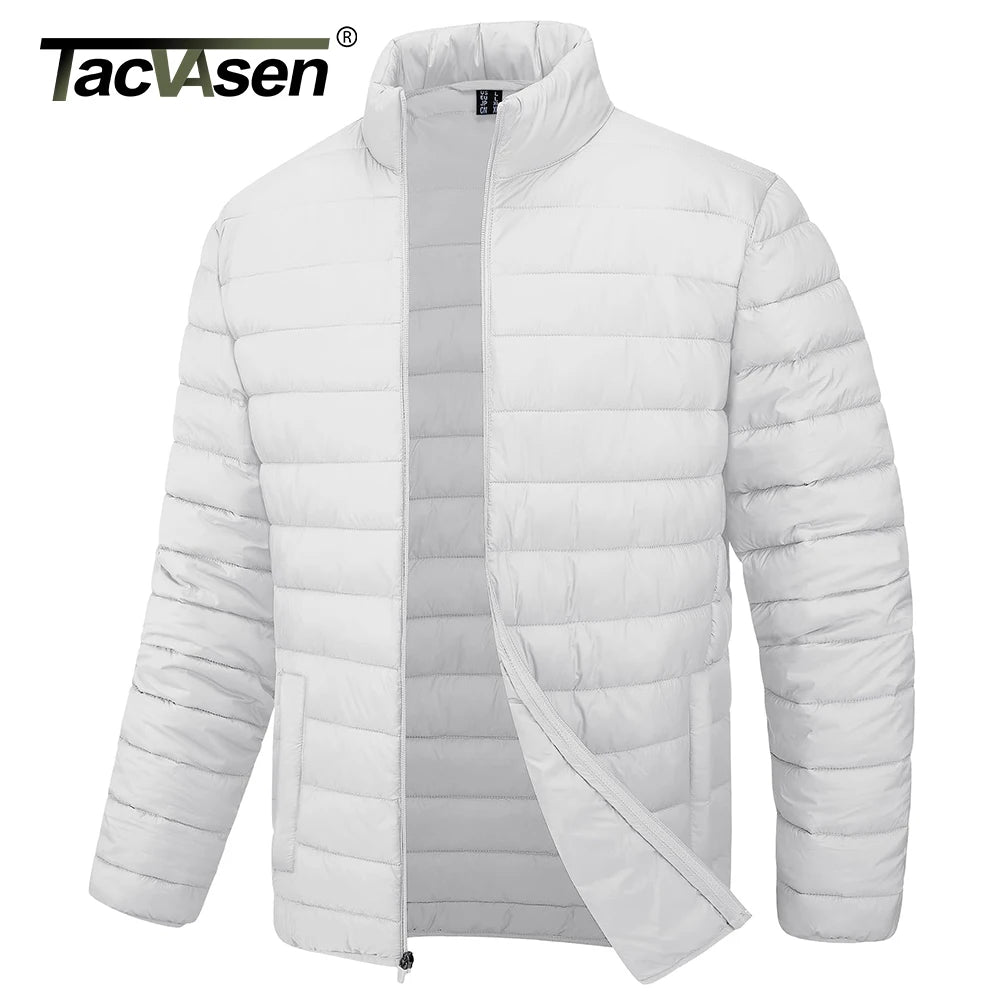 TACVASEN Men's Lightweight Puffer Jacket Stand Collar Full Zip Up Warmth Waterproof Jackets