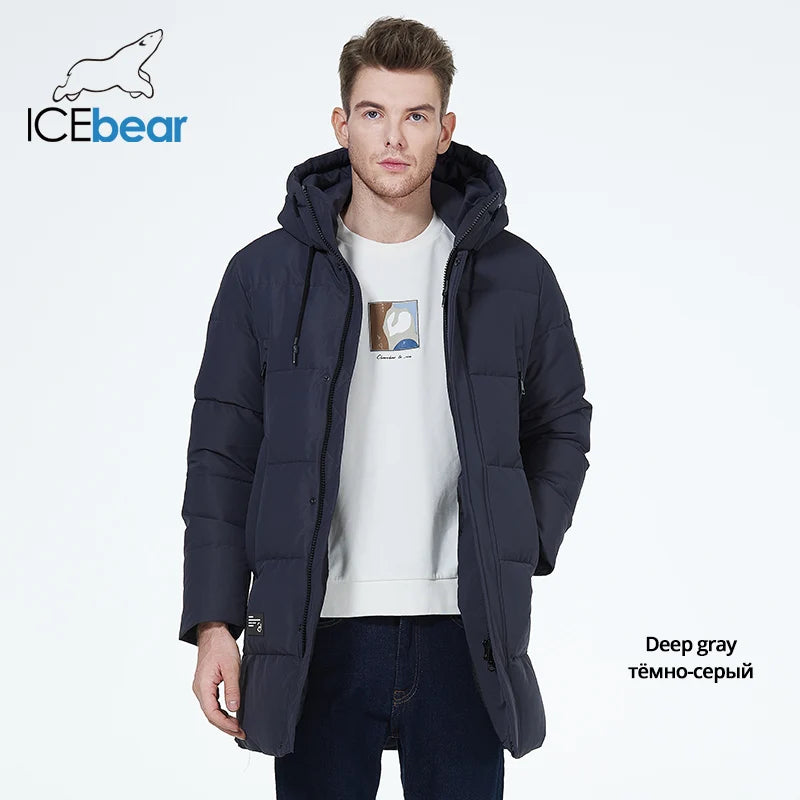 ICEbear winter jackets for men casual cotton coat mid-length Puffer parkas MWD3061D