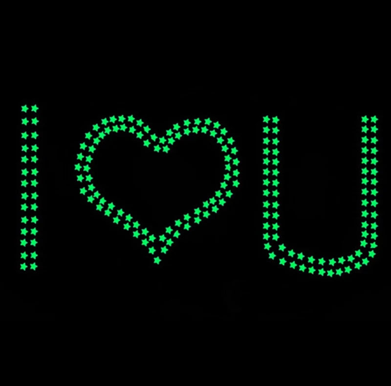 50 pcs Luminous Fluorescent Wall Stickers 3D Stars