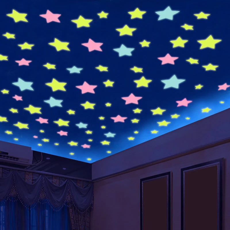 50 pcs Luminous Fluorescent Wall Stickers 3D Stars
