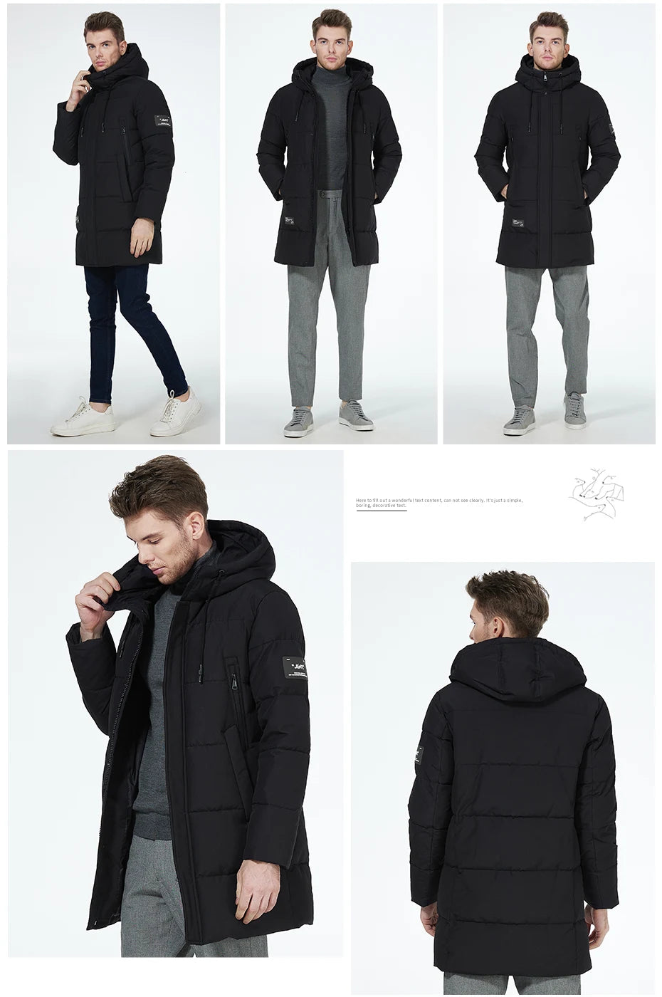 ICEbear winter jackets for men casual cotton coat mid-length Puffer parkas MWD3061D