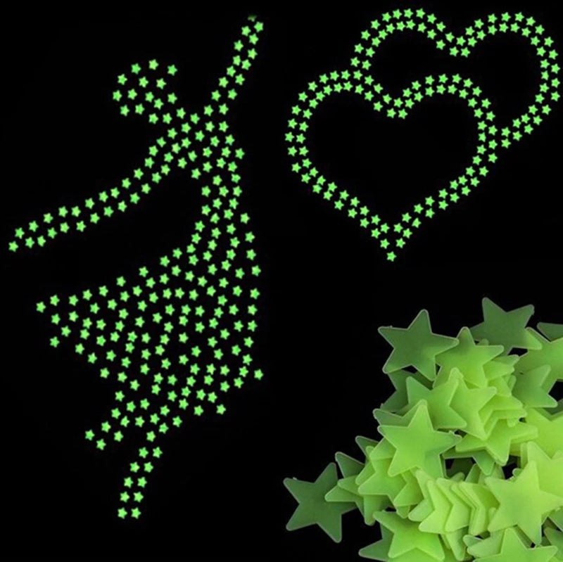 50 pcs Luminous Fluorescent Wall Stickers 3D Stars