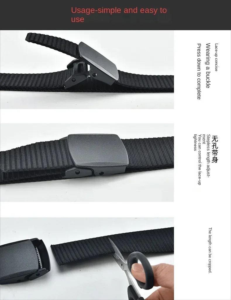 Automatic Buckle Light Comfortable Non-metal  Nylon Belt for Men