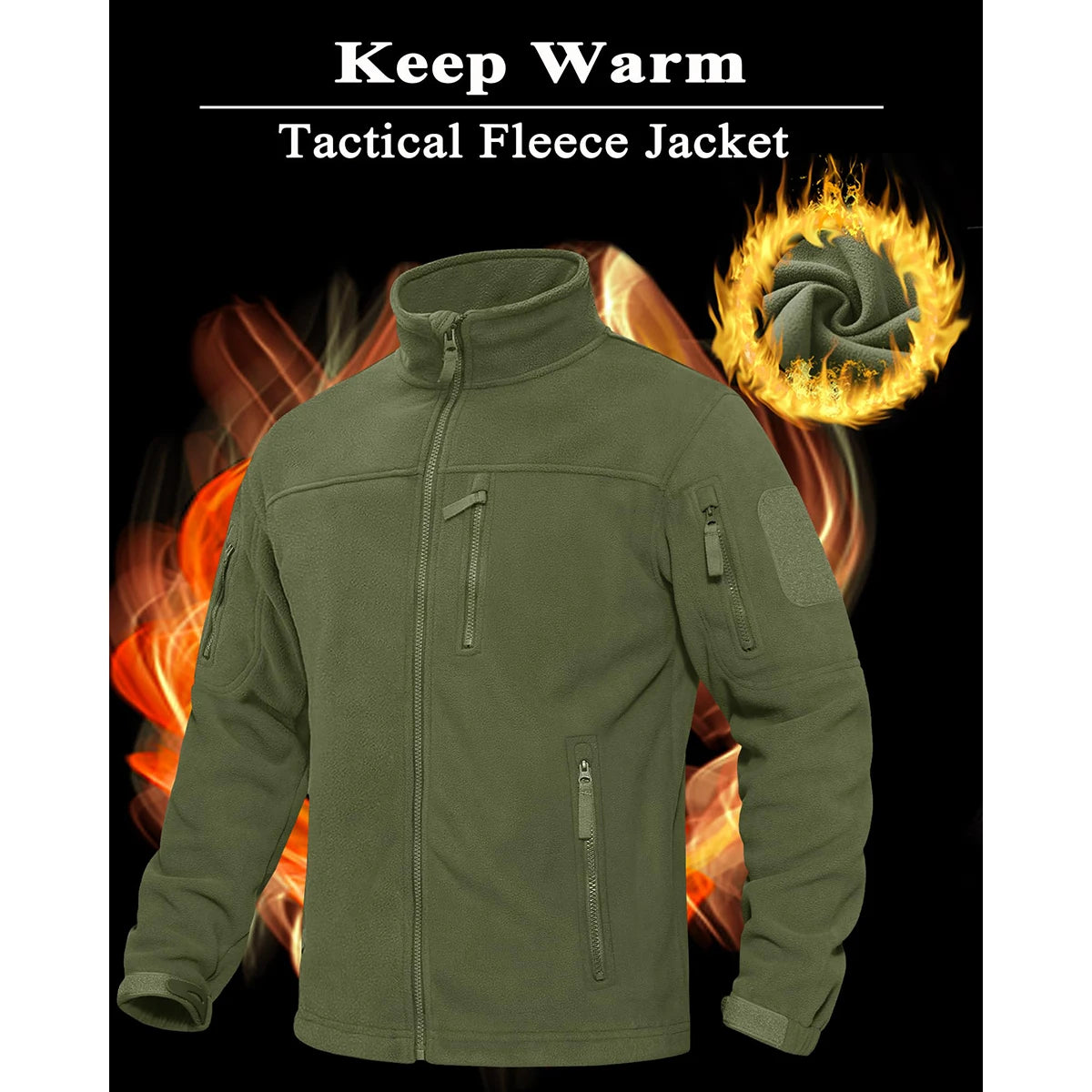 TACVASEN Men's Fleece Jacket Soft Warmth Windproof Full Zip Up Coat