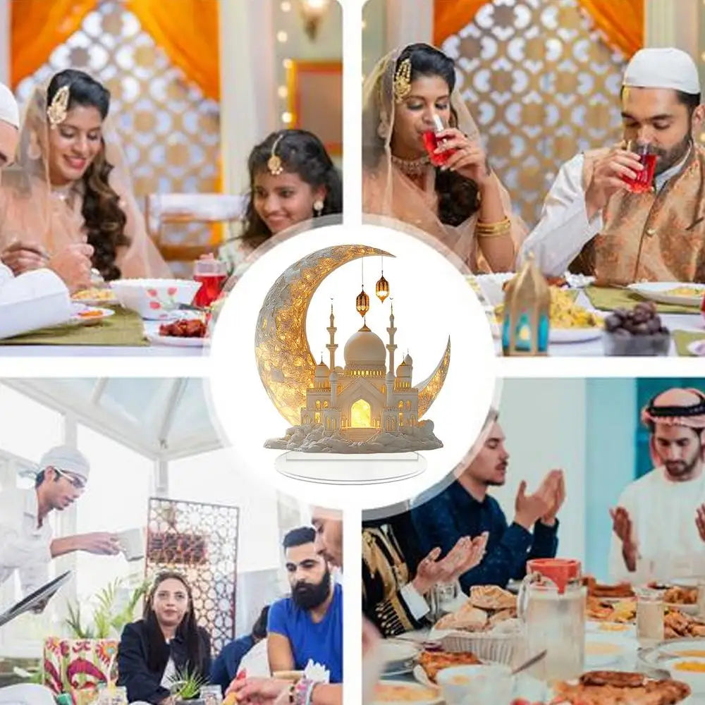 Eid Table Sign Home Decor Sign Ornament 2D Acrylic Tiered Tray Decoration