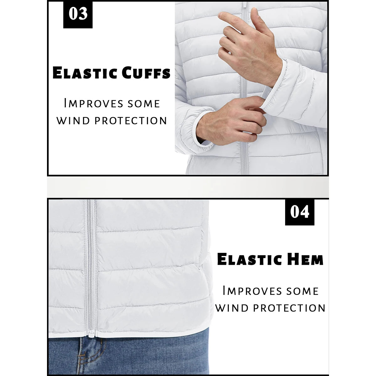 TACVASEN Men's Lightweight Puffer Jacket Stand Collar Full Zip Up Warmth Waterproof Jackets