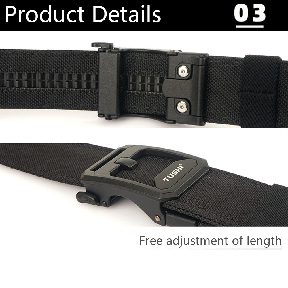 TUSHI New Men's Military Tactical Belt Tight Sturdy Nylon Heavy Duty Hard Belt