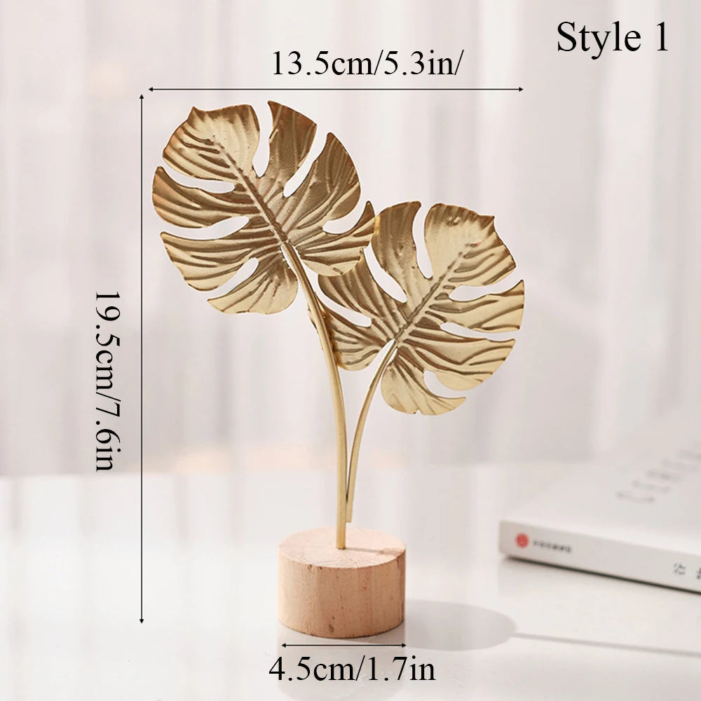 Nordic Gold Ginkgo Leaf Crafts Leaves Sculpture Luxury Living Room Decor