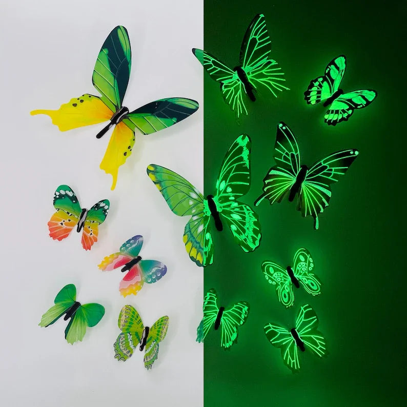 12Pcs Fashion 3D Luminous Butterfly Creative Wall Sticker