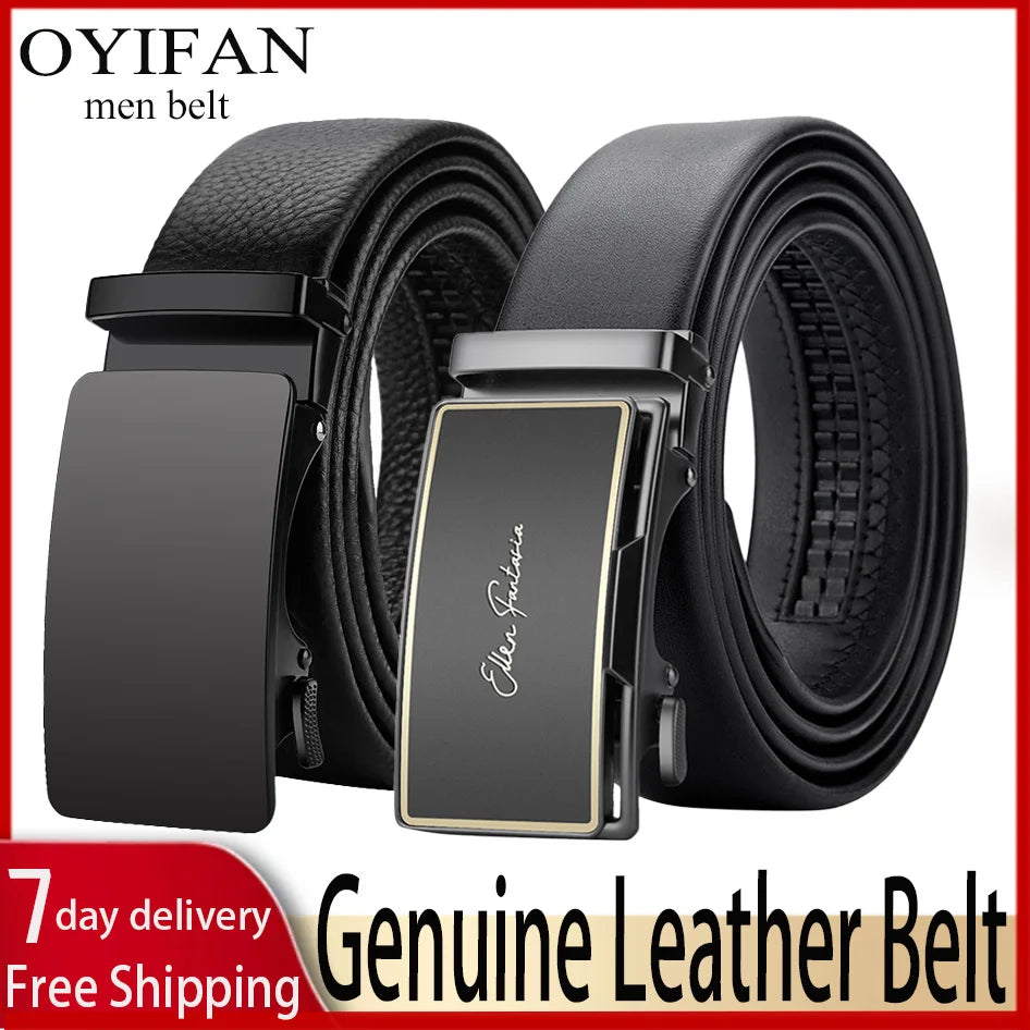 OYIFAN Men Belt Genuine Leather Belt for men Automatic belts