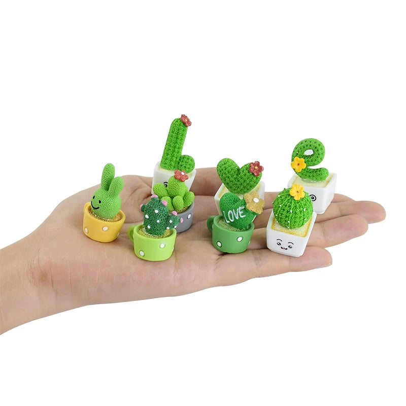4Pcs/set Resin Succulent Cactus Mini Green Plant Bonsai Small Tree Pot