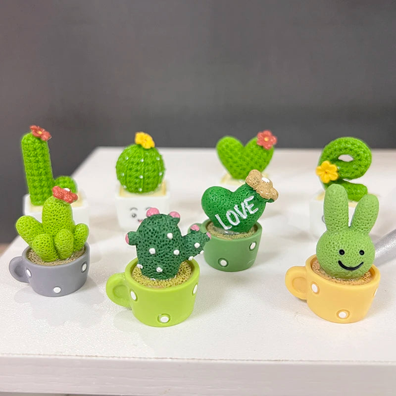 4Pcs/set Resin Succulent Cactus Mini Green Plant Bonsai Small Tree Pot