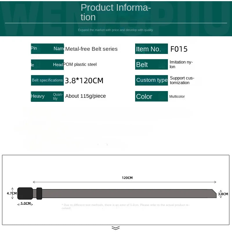 Automatic Buckle Light Comfortable Non-metal  Nylon Belt for Men