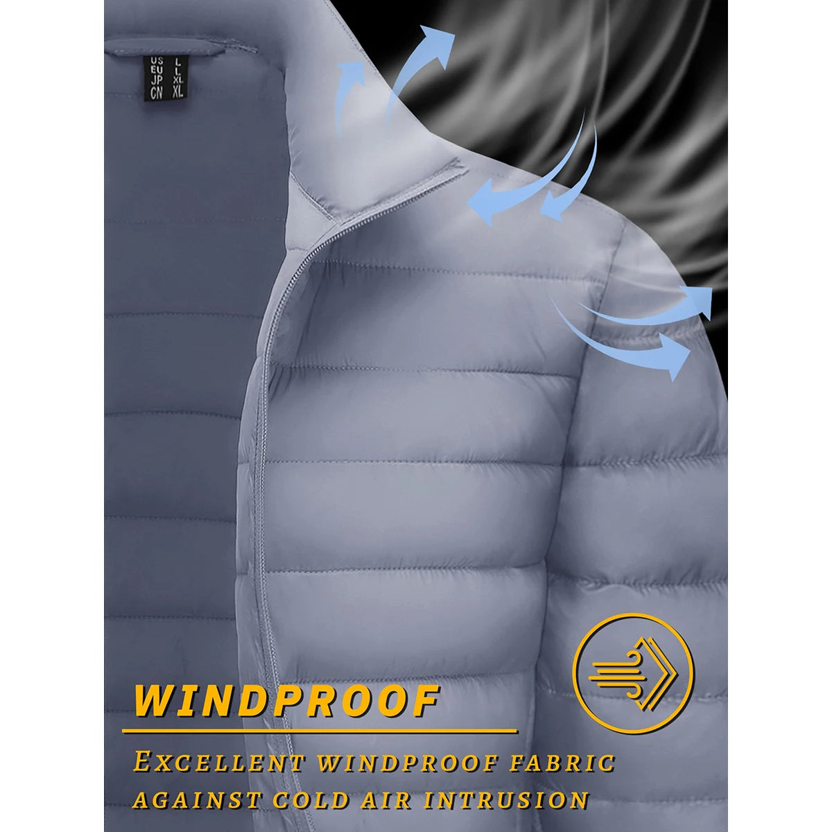 TACVASEN Men's Lightweight Puffer Jacket Stand Collar Full Zip Up Warmth Waterproof Jackets