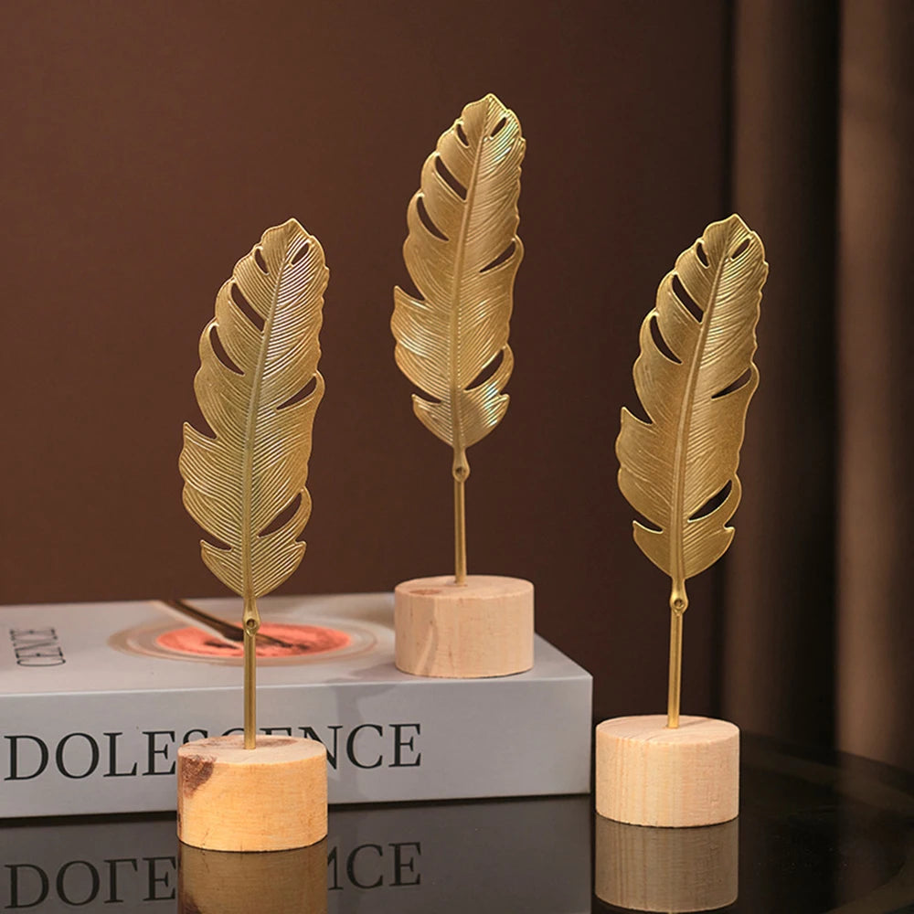 Nordic Gold Ginkgo Leaf Crafts Leaves Sculpture Luxury Living Room Decor